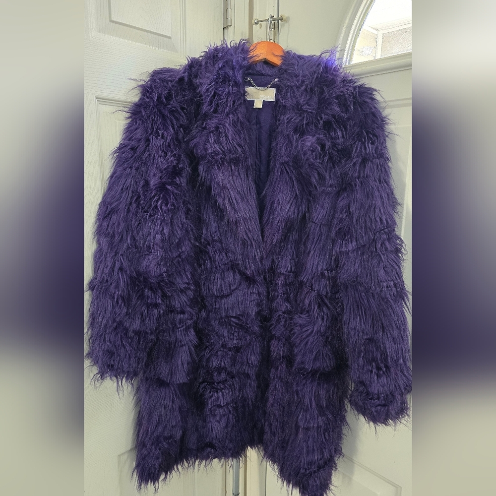 Women's Purple Faux Fur 3/4 Coat